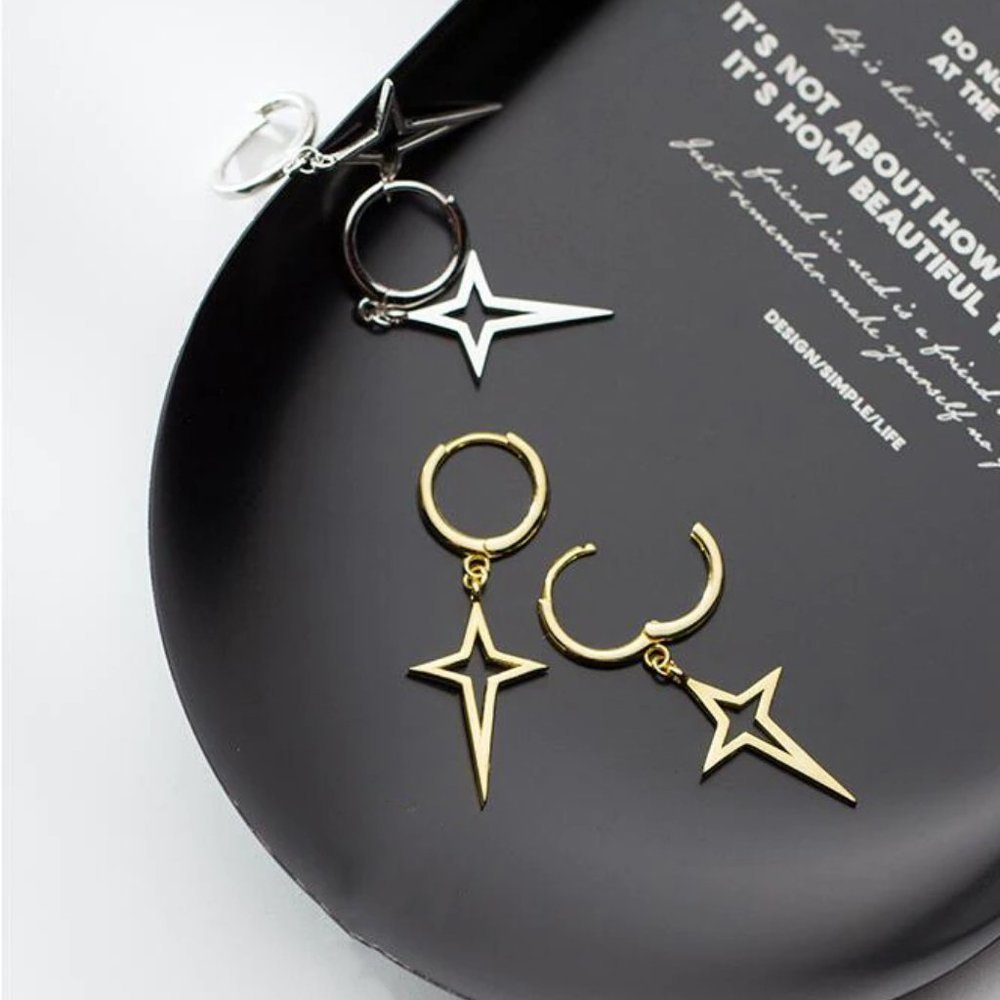 *NEW 925 Sterling Silver Star Huggie Hoop Earrings - Picture 5 of 6